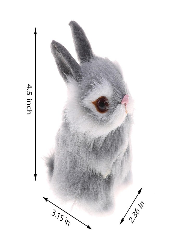 GUDVES Mini Realistic Cute Plush Rabbits Fur Lifelike Animal Easter Bunny Simulation Toy Model Gift Miniatures Decorations, Gray (Rabbit Plush Toys) - Image 2